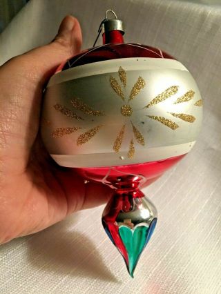 Vintage Glass Christmas Ornament Jumbo Finial 6 " H