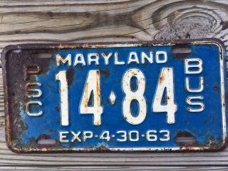 1963 Maryland Bus License Plate