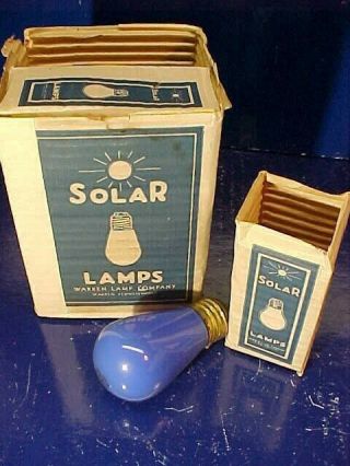 6 - 1930s Solar Christmas 10w Blue Light Bulbs W Orig Packages