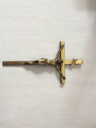 INRI Jesus Crucified Cross Crucifix Metal Brass Vintage 11 1/2”x 6 1/4” Lovell 2