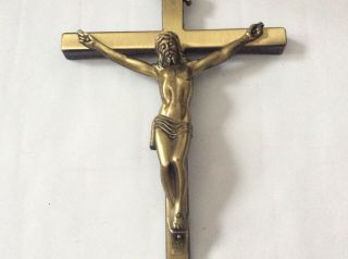 INRI Jesus Crucified Cross Crucifix Metal Brass Vintage 11 1/2”x 6 1/4” Lovell 3