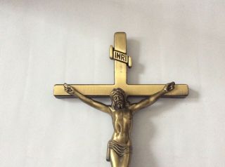 INRI Jesus Crucified Cross Crucifix Metal Brass Vintage 11 1/2”x 6 1/4” Lovell 4