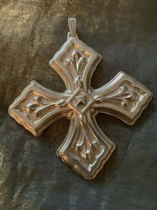 1981 Reed Barton Sterling Silver Christmas Cross Ornament Pendant Decoration