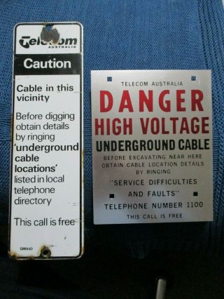 Rare Telecom B&w Enamel Sign,  Nos High Voltage Cable Sign Special Price.