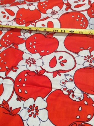 Vintage Candy Apple Red And White Flower Retro Hippie Fabric 4 1/2 Yards 34 Wide 5
