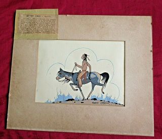 Vtg Robert Chee Navajo Artist Watercolor Painting Man On Horseback