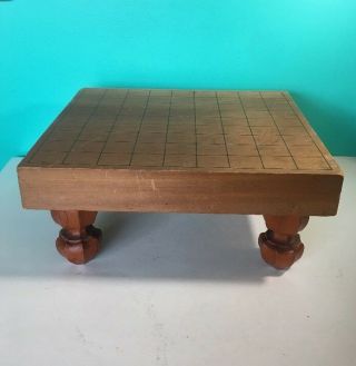 Japan Shogi Board Wooden Wood W/ Legs Vtg Game