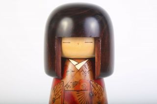 Vintage Large Signed Japanese Wooden KOKESHI Girl Doll 12 Inch Hand Painted 2