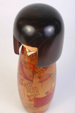 Vintage Large Signed Japanese Wooden KOKESHI Girl Doll 12 Inch Hand Painted 8