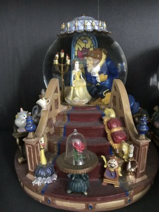 Disney Beauty And The Beast Musical Light Up Snow Globe Rare Great