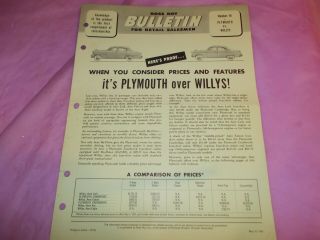 May 27,  1953 Ross Roy Bulletin 14 Plymouth Over Willys