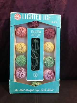 10 Vintage Ge Lighted Ice/ Snowball C - 7 Christmas Lights
