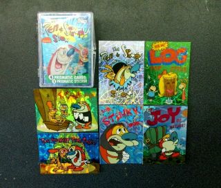 1993 Topps Ren And Stimpy Prism Foil 50 Card Complete Set In Case With Wrapper