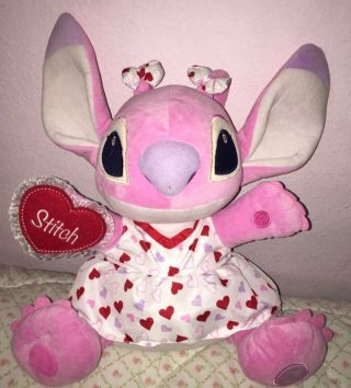 Disney Store Lilo & Stitch 15 " Large Pink Angel Hearts Plush Toy Doll
