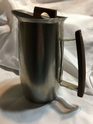 Mid - Century As Arthur Salm 18 - 8 Stainless Coffee Water Pitcher Lid Teak Handle