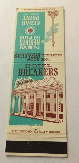 Vintage Matchbook Cover Matchcover Hotel Breakers Cedar Point Landusky Oh