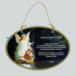 Guardian Angel Prayer Ceramic Frame / Oracion Angel De La Guarda Cuadro Ceramica