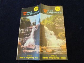 Vintage 1961 Official West Virginia State Highway Road Map Wv