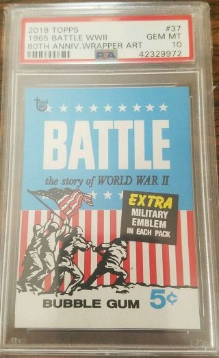 2018 Topps Wrapper Art 37 1965 Battle Wwii World War 2 Card Retro Psa 10 Gem