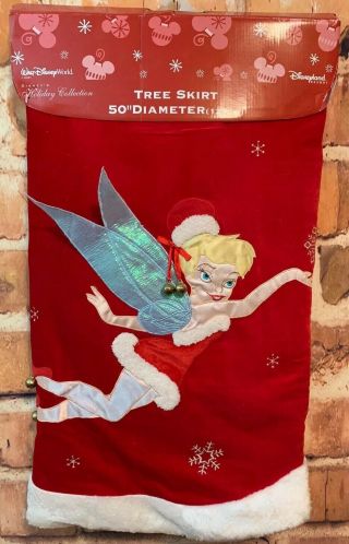 Rare Disney Parks Exclusive Tinker Bell Tinkerbell Velvet Christmas Tree Skirt