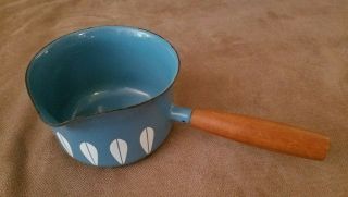 Cathrineholm Norway Lotus Blue And White Small Sauce Pot With Wooden Handle
