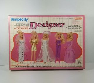 Vintage 80s Simplicity Designer Barbie Clothes Fashion Sewing Kit