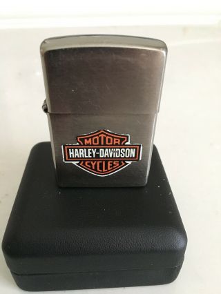 Zippo Lighter,  Harley Davidson Motorcycles Chrome With Red Logo -