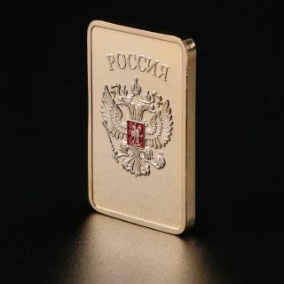 Ussr Soviet National Emblem Cccp Gold Plated Bullion Bar Russian Coin Souvenir