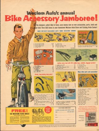 1964 Western Auto Western Flyer Bike Accessory Jamboree Large Print Ad
