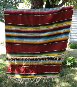 Vtg Native American Navajo? Wool Textile Rug/blanket,  85 " X 49 "