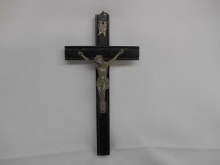 Old Vtg Religious Wood Crucifix Cross Jesus Christ Inri Wall Hanging