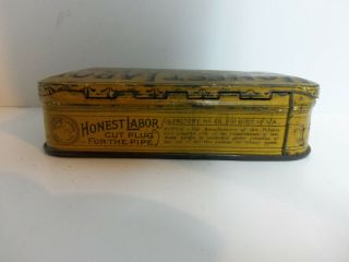 Vintage Tobacciana Honest Labor Cut Plug Tobacco Tin 2.  5oz Patterson Co Richmond 6