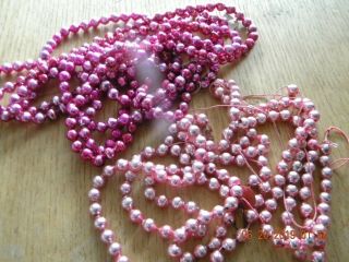 Vintage Shades Of Pink Mercury Glass Christmas Garlands - 1