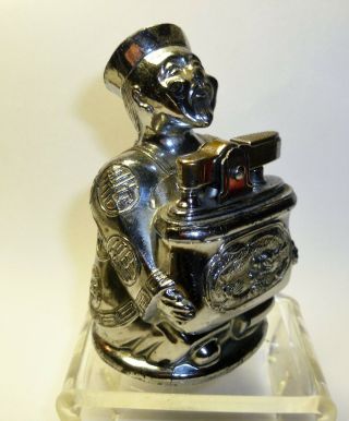 Vtg Figural Chinese Emperor Cigarette Table Lighter Metal 3 - 1/2 "
