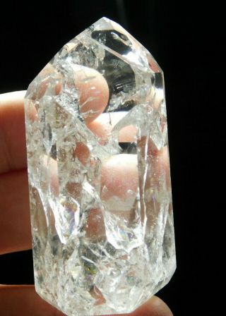 A Very Translucent Polished Fire And Ice Quartz Crystal From Brazil 108gr