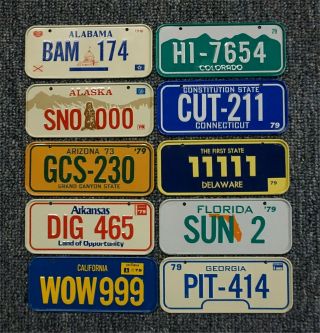 1979 Post Honeycomb Cereal Miniature / Bicycle License Plate Set - 50 States 2