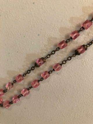 Vintage Antique Rosary Pink Glass Beads 8