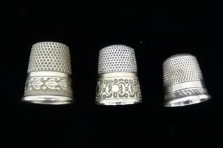 3 Vintage Sterling Silver Thimbles English
