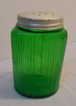 Owens Illinois Oval Shaker,  Forest Green,  4.  25 " Tall,  2.  75 " Across,  Vintage