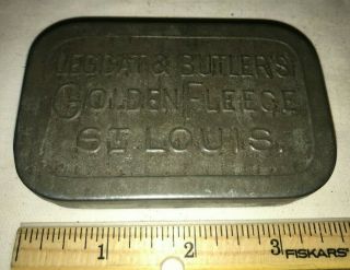 Antique Leggat Butler Golden Fleece St Louis Mo Tobacco Embossed Flat Pocket Tin