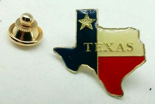 Texas Lapel Pin Lone Star State Logo Tie Tac Clip Red,  White & Blue Flag