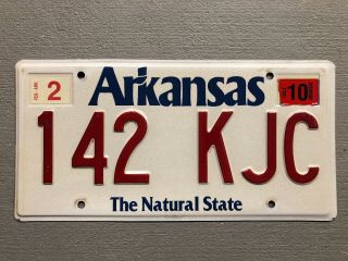 Arkansas License Plate The Natural State 142 - Kjc 2010 Sticker