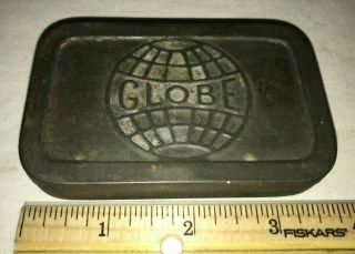 Antique Globe Tobacco Flat Pocket Embossed Tin Can Vintage Country Store Vary 1