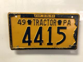 1949 Pennsylvania Tractor License Plate