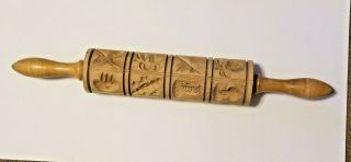 Vintage Wooden Springerle Rolling Pin - 14 1/2 " Long