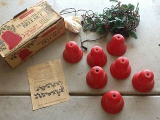 Vintage Christmas Holly Garland 7 Red Bell Lights Light King