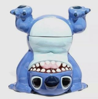 Disney Lilo & Stitch Upside Down Handstand Ceramic Stitch Cookie Jar 9 "