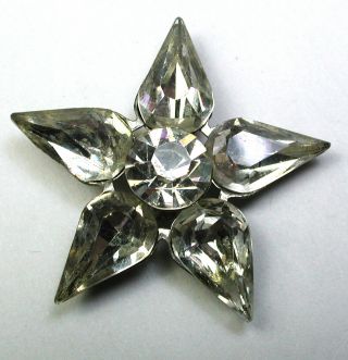 Bb Vintage Jewel Button W/ Pear Shaped Paste In Star Design 1 & 3/16 "