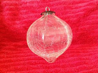 Midwest Kugel Glass Clear Crackle Ornament 4 