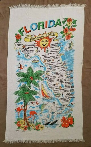 Retro Vintage Florida Flamingo Beach Towel Cannon,  Usa